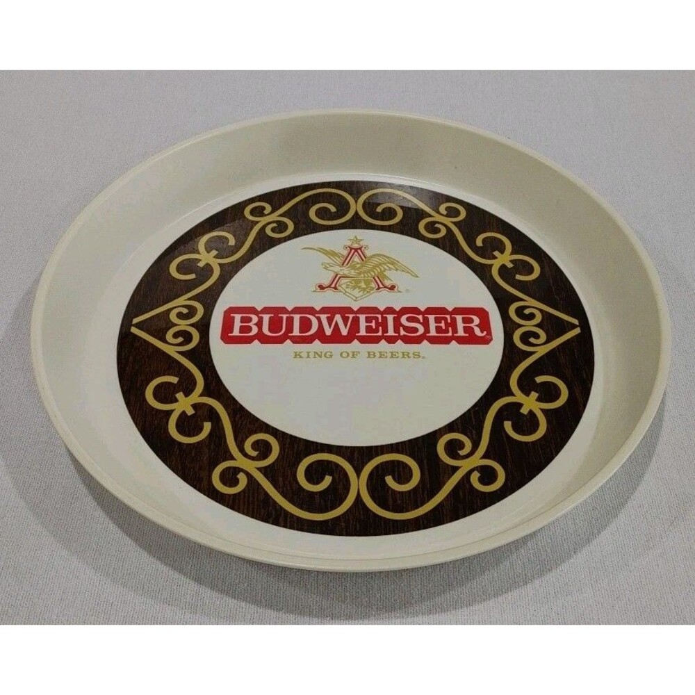 Vintage Budweiser 13" Beer Plastic Serving Tray, "King of Beers"